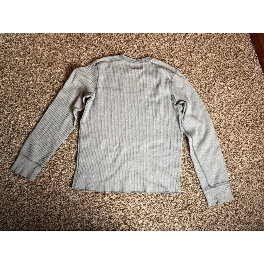 Abercrombie & Fitch Mens Gray Ribbed Thermal V-Neck Muscle Long Sleeve Shirt L